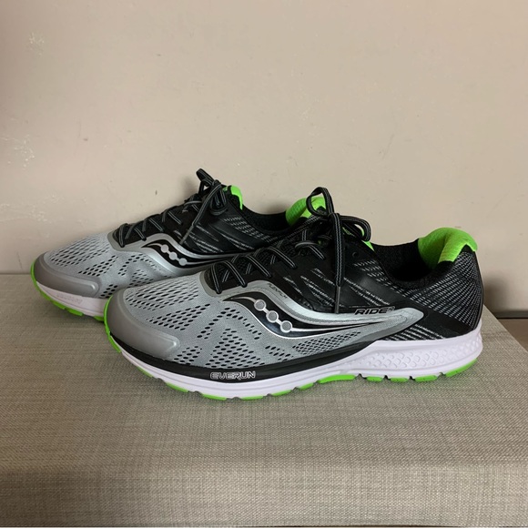 Men's SAUCONY Gray Black Green RIDE 10 Running SHOES Sneakers  11 W - Picture 4 of 6